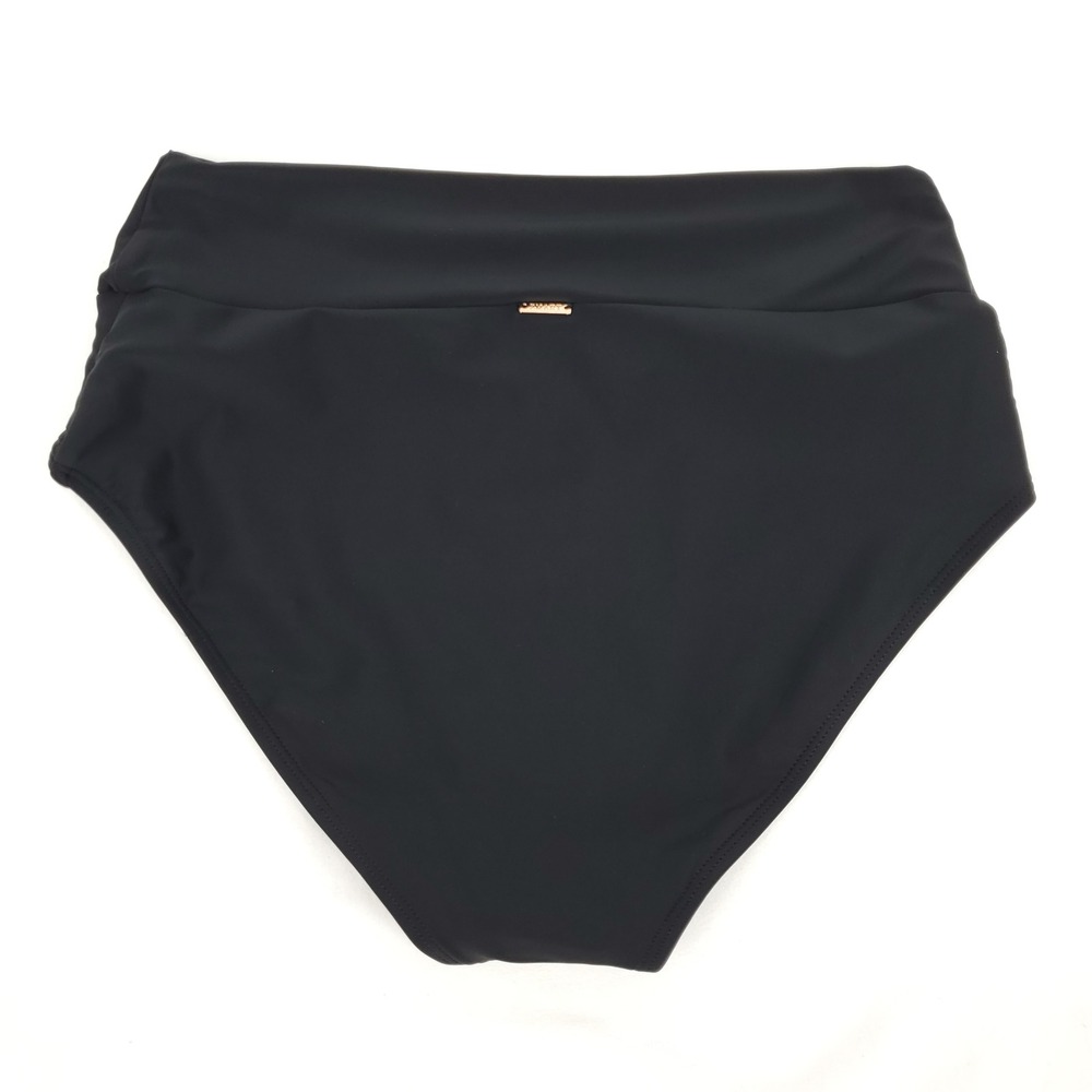 ZMART Medium High Waisted Full Coverage Crossover V-Front‎ Bikini Bottoms Black - Picture 2 of 10